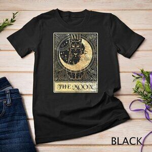 The Moon Tarot Card Crescent Cat Night Halloween Costume Unisex Tshirt